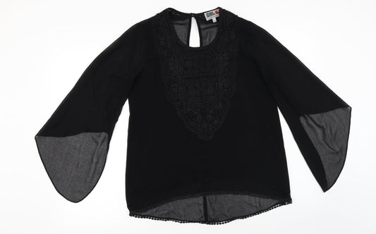 Womens UK Size 8 River Island Black Basic Blouse