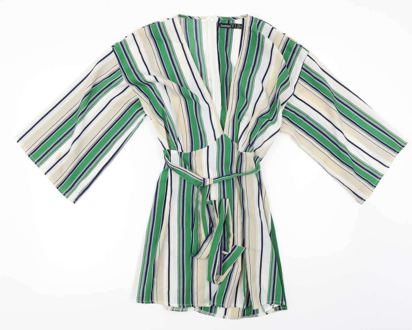 Boohoo  Womens Ivory Striped  Basic Blouse Size 8