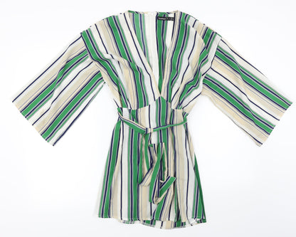 Boohoo  Womens Ivory Striped  Basic Blouse Size 8