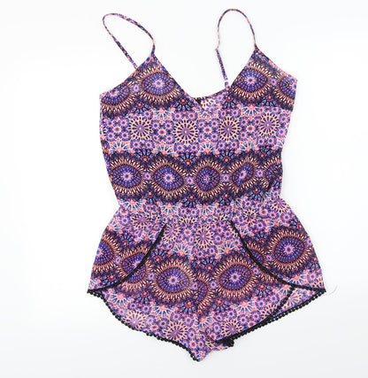 New Look  Womens Pink Floral  Jumpsuit One-Piece Size 8