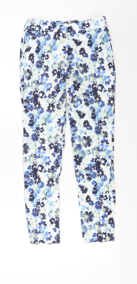 Warehouse  Womens Blue Floral  Trousers  Size 6 L24 in