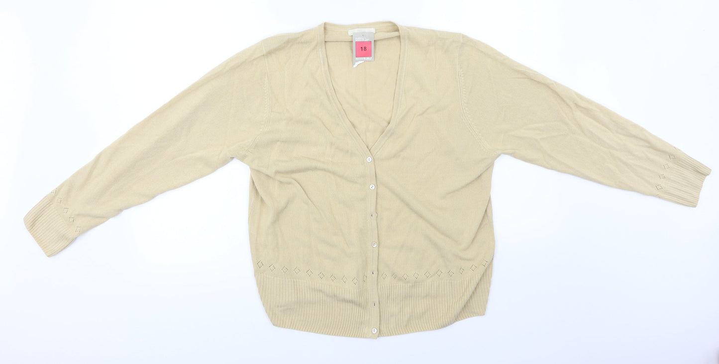Marks and Spencer Womens Beige   Cardigan Jumper Size 18