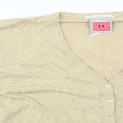 Marks and Spencer Womens Beige   Cardigan Jumper Size 18