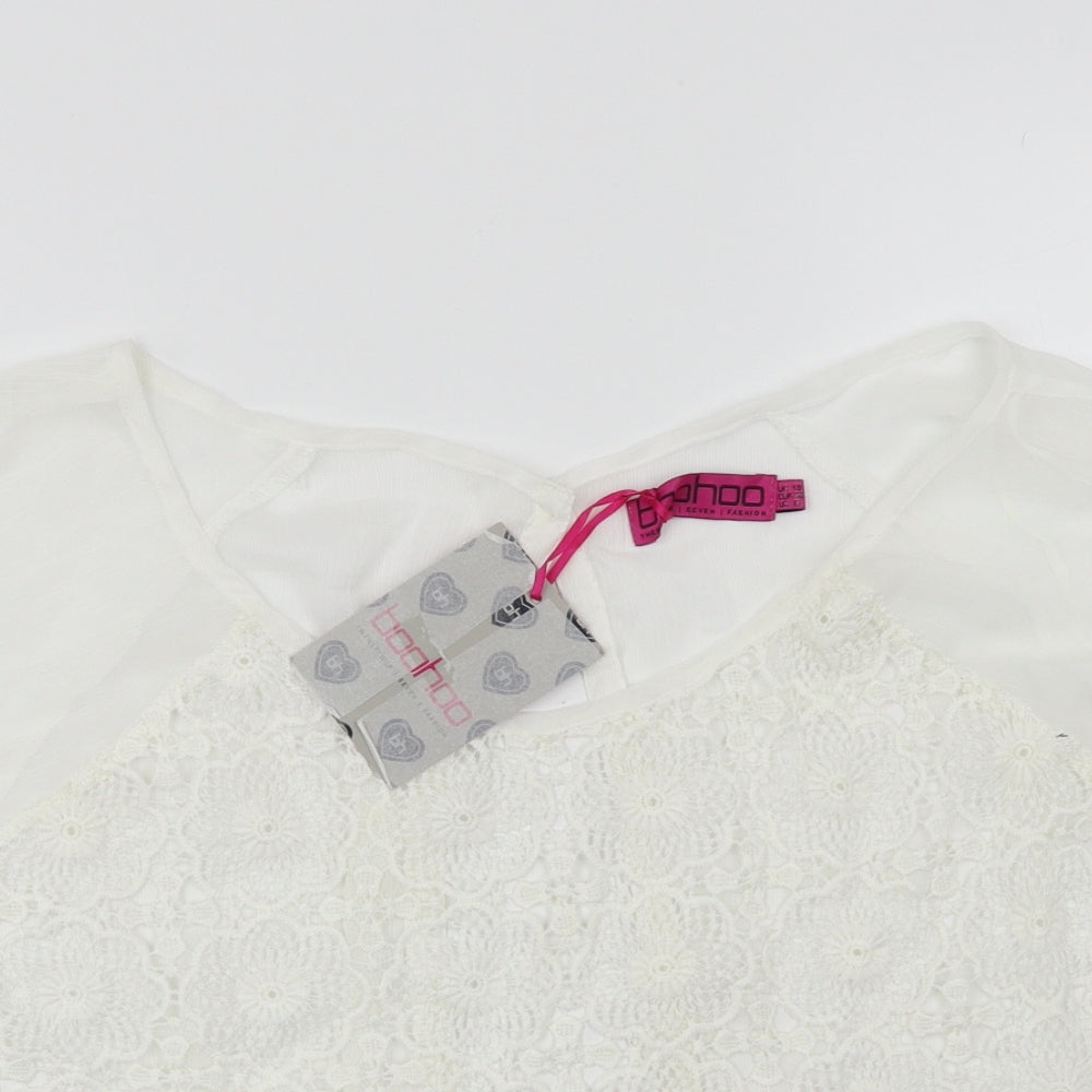 Boohoo  Womens White   Basic T-Shirt Size 10