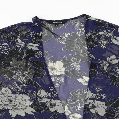 New Look  Womens Blue Floral  Cardigan Jumper Size 8