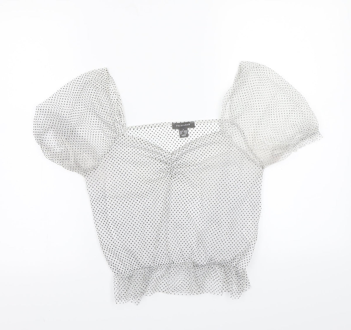 Primark Girls White Polka Dot  Basic T-Shirt Size S