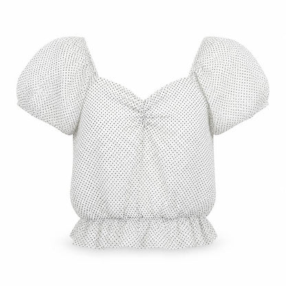Primark Girls White Polka Dot  Basic T-Shirt Size S