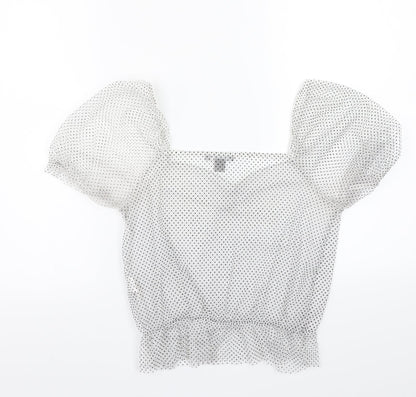 Primark Girls White Polka Dot  Basic T-Shirt Size S