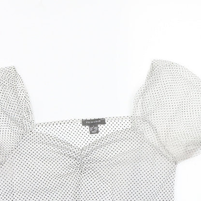 Primark Girls White Polka Dot  Basic T-Shirt Size S