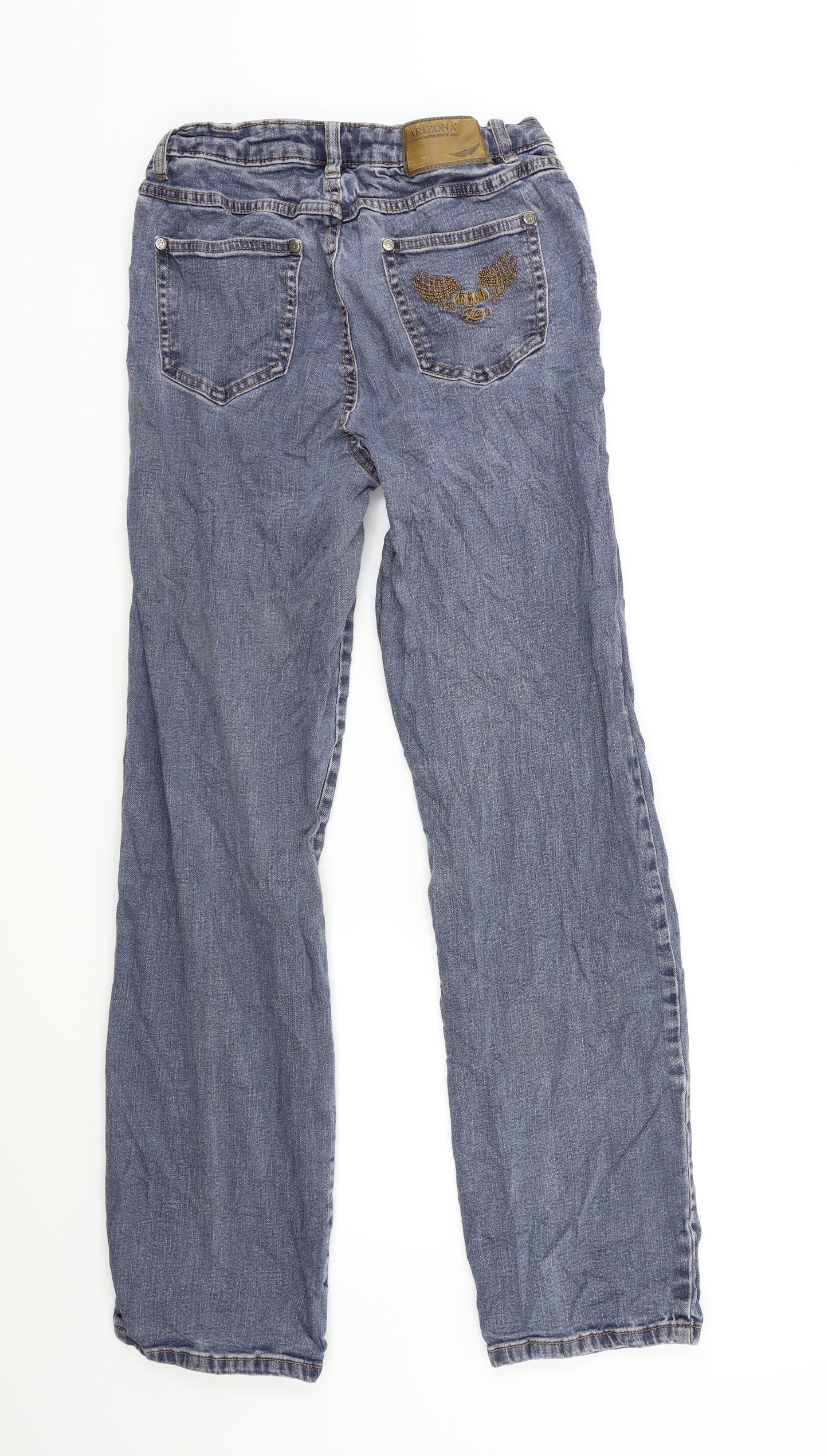 Arizona Jeans Womens Blue  Denim Straight Jeans Size 28 in L26 in