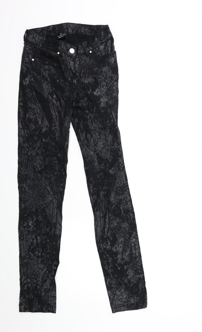 Flame Womens Black  Denim Skinny Jeans Size 6 L30 in