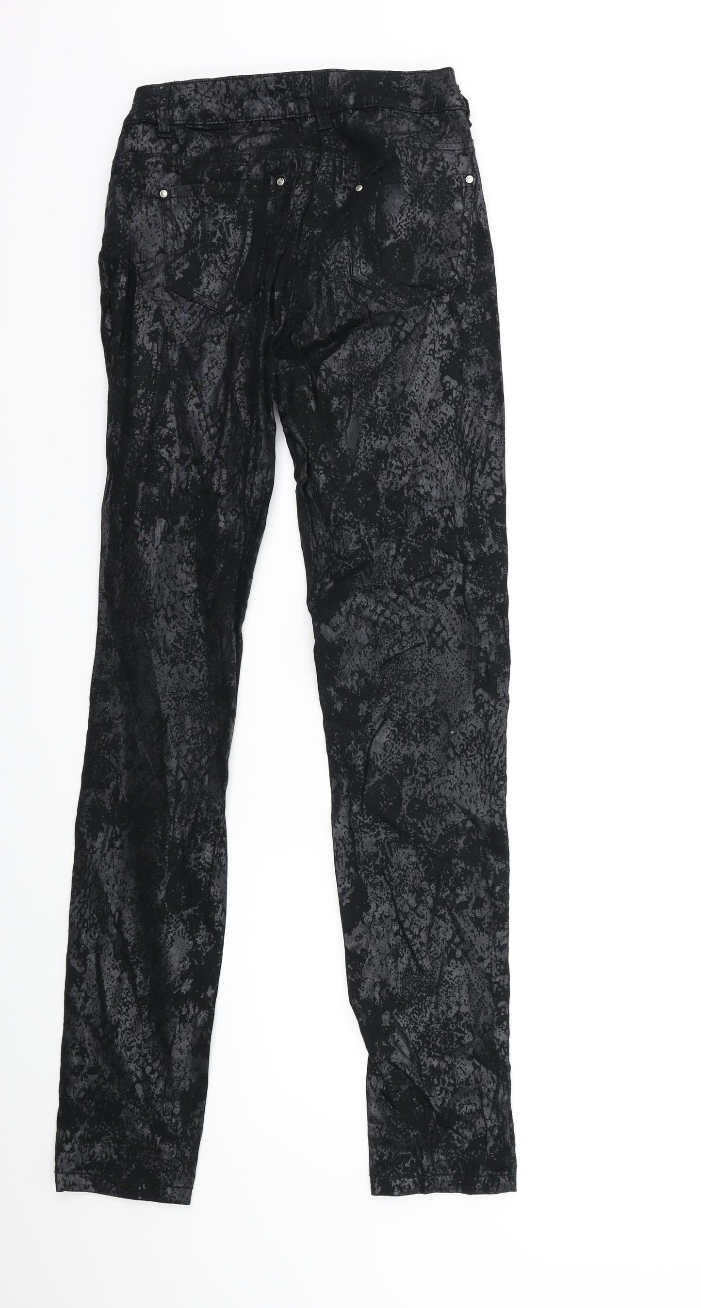 Flame Womens Black  Denim Skinny Jeans Size 6 L30 in