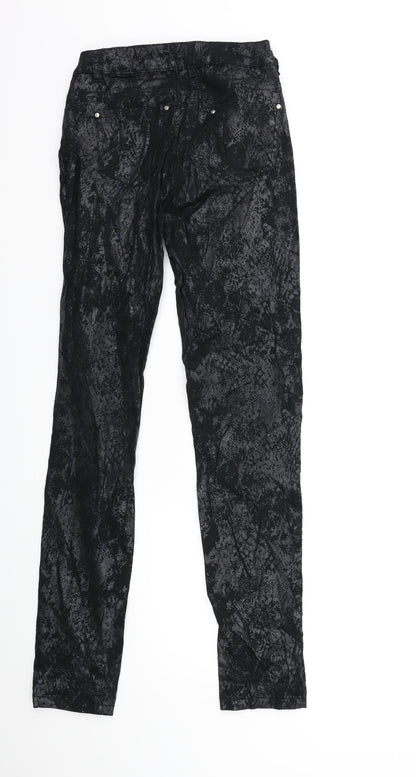 Flame Womens Black  Denim Skinny Jeans Size 6 L30 in