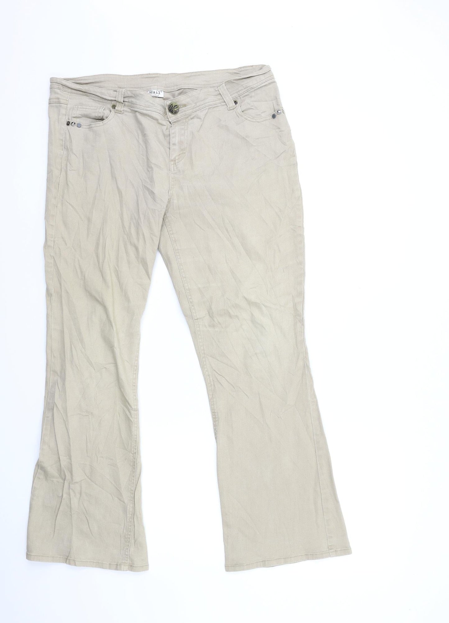 X-Mail Womens Beige  Denim Flared Jeans Size 16 L29 in
