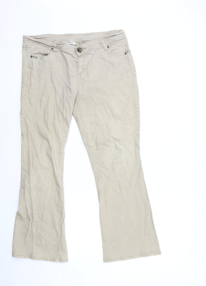X-Mail Womens Beige  Denim Flared Jeans Size 16 L29 in