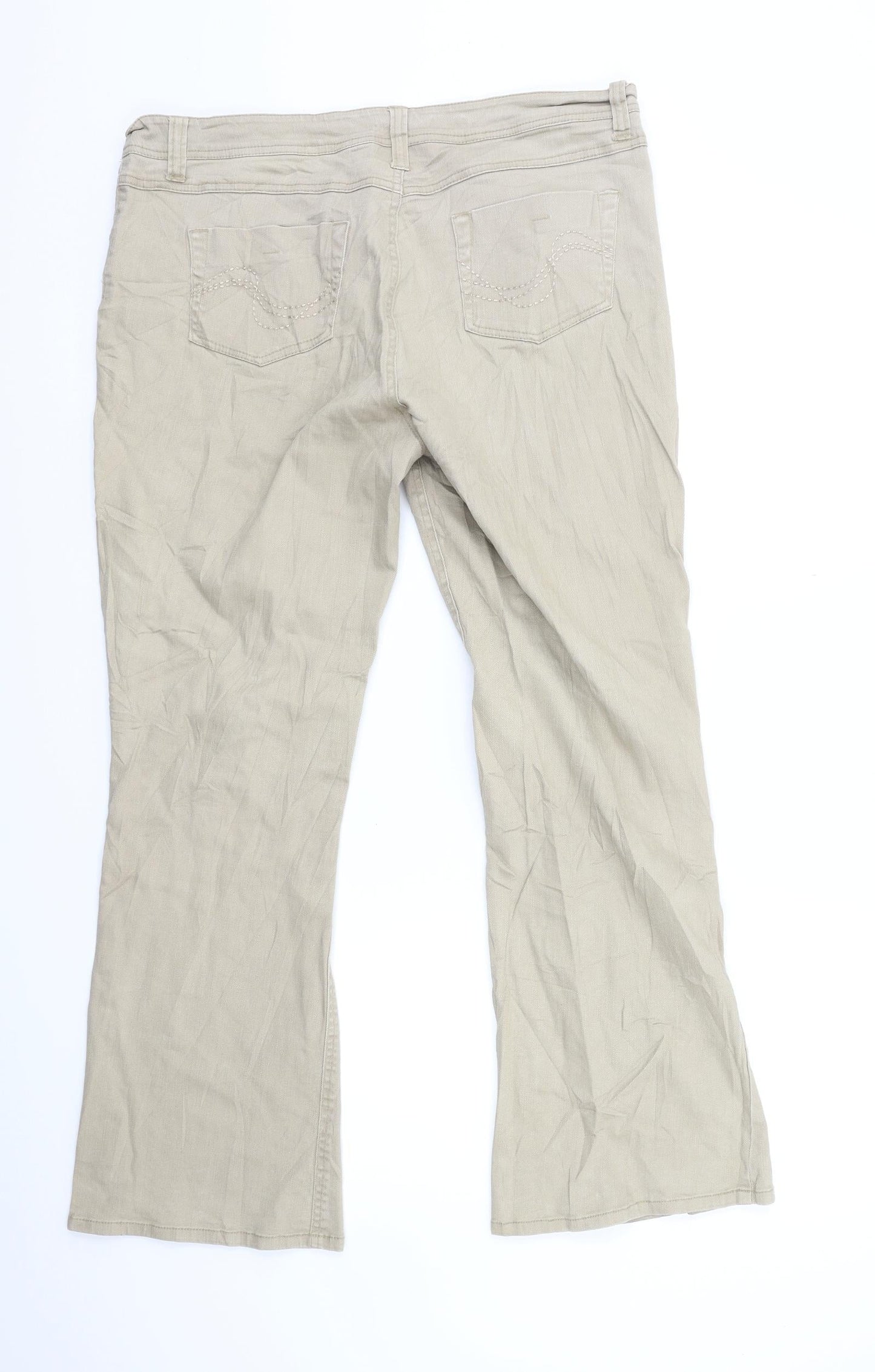 X-Mail Womens Beige  Denim Flared Jeans Size 16 L29 in