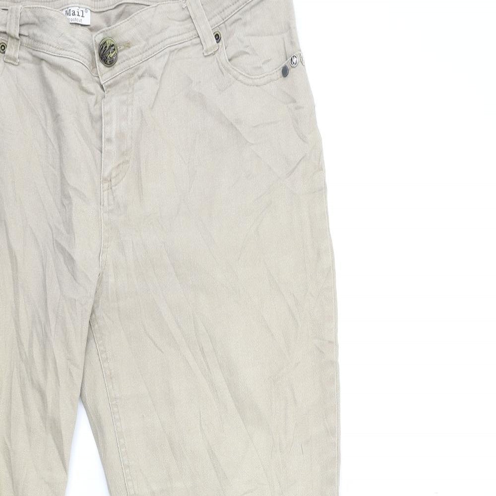 X-Mail Womens Beige  Denim Flared Jeans Size 16 L29 in
