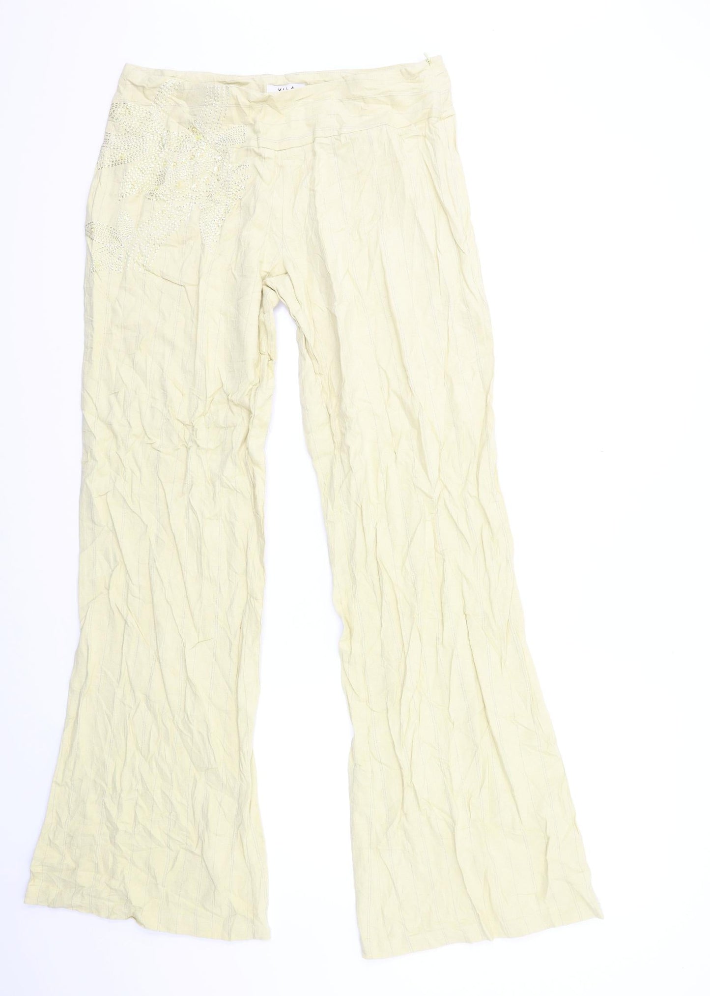 Womens UK Size L Villa Regular Fit  Beige Trousers