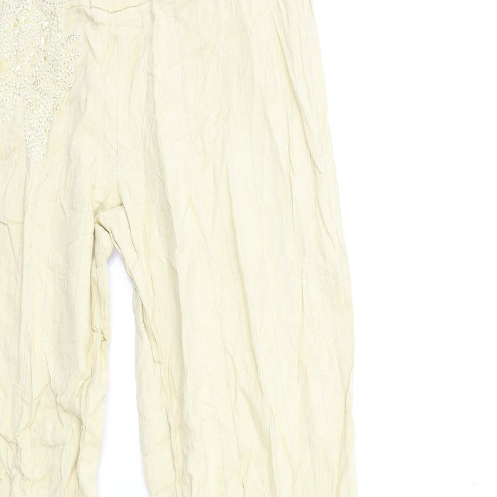 Womens UK Size L Villa Regular Fit  Beige Trousers
