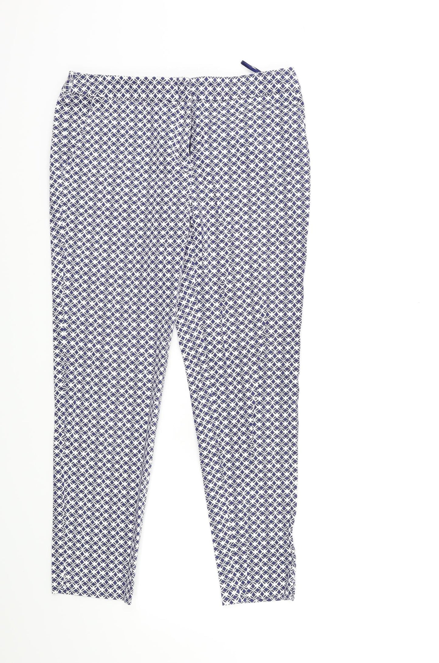 TU Womens Blue Geometric  Trousers  Size 10 L25 in