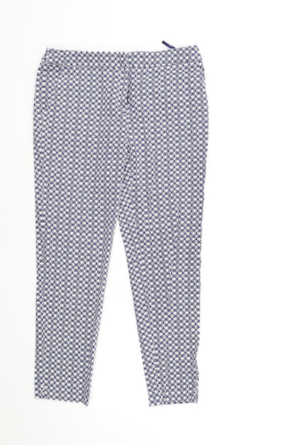 TU Womens Blue Geometric  Trousers  Size 10 L25 in