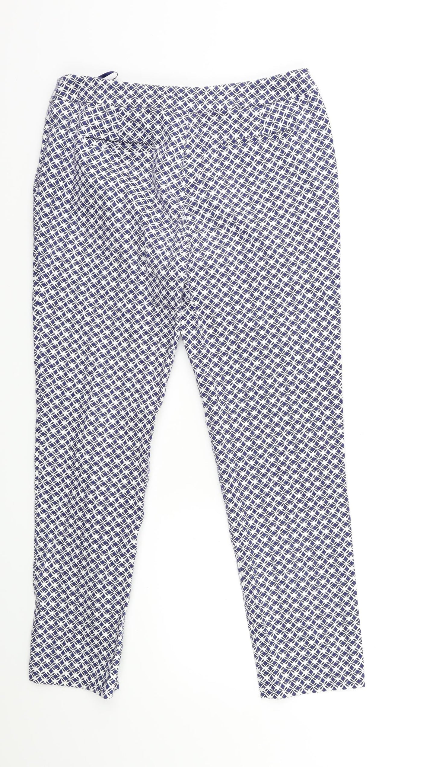 TU Womens Blue Geometric  Trousers  Size 10 L25 in