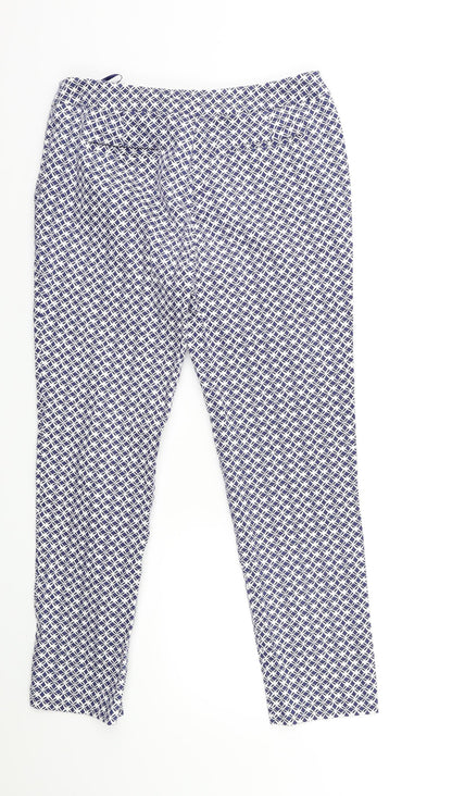 TU Womens Blue Geometric  Trousers  Size 10 L25 in