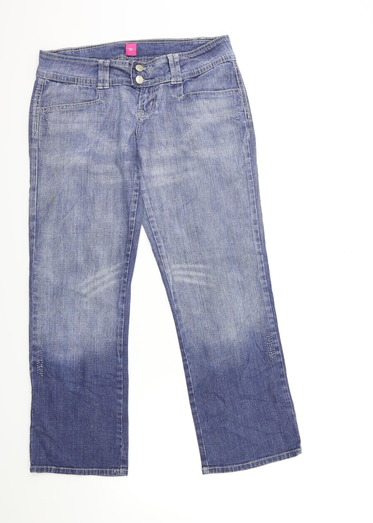 New Look Womens Black  Denim Straight Jeans Size 32 in L28 in