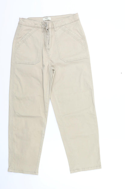 Womens UK Size 10 Papaya Regular Fit Cropped Beige Trousers