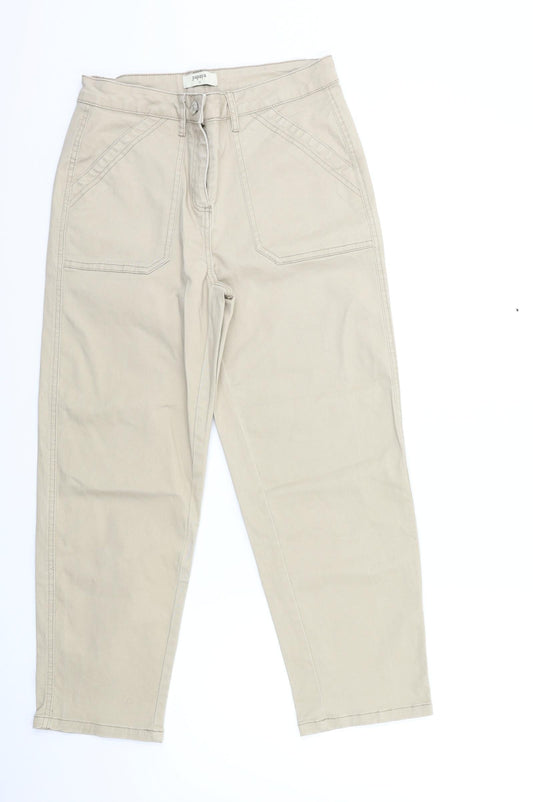 Womens UK Size 10 Papaya Regular Fit Cropped Beige Trousers