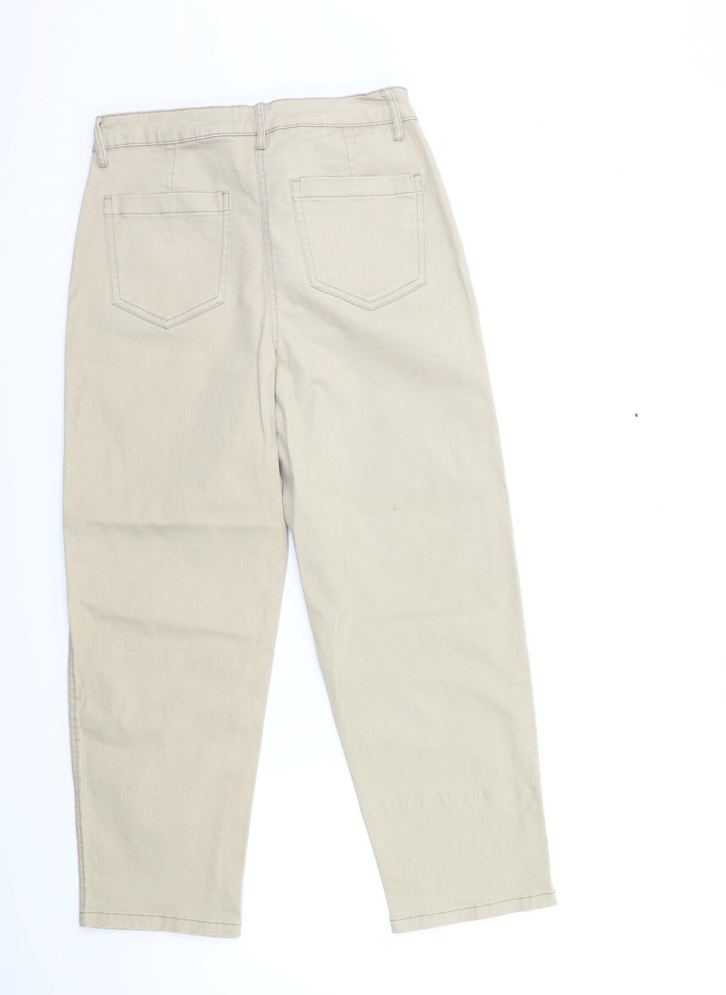 Womens UK Size 10 Papaya Regular Fit Cropped Beige Trousers
