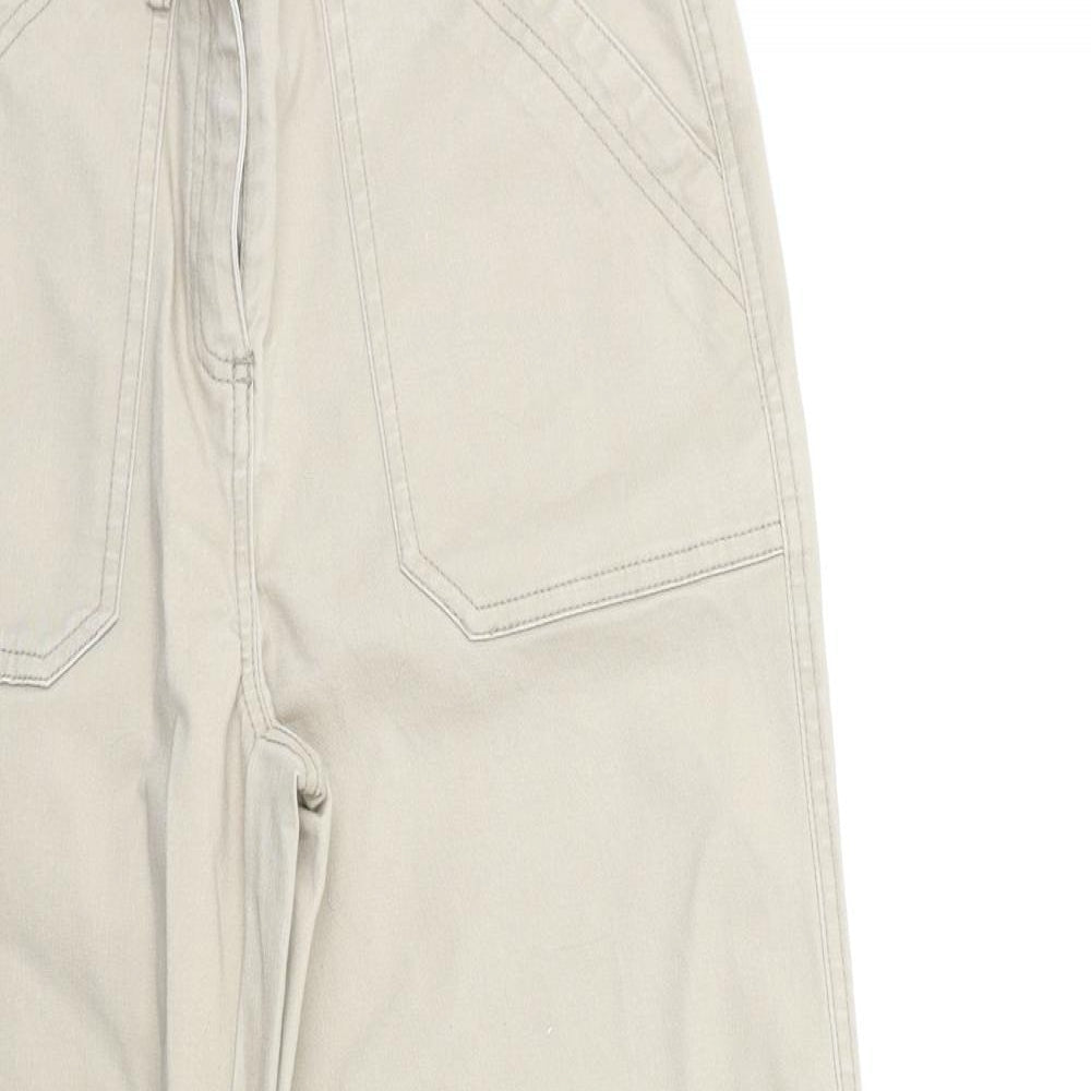 Womens UK Size 10 Papaya Regular Fit Cropped Beige Trousers