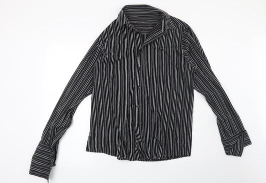 Mens UK Size M Cedar Wood State Black  Button-Up Long Sleeve Casual Shirt