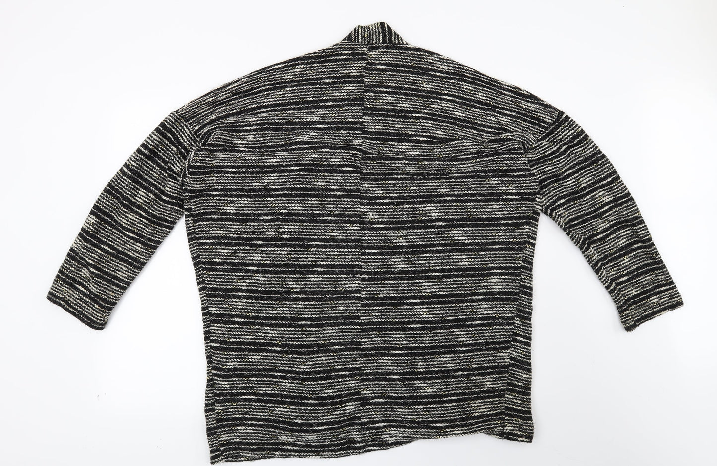 Miss Selfridge Womens Black Striped  Cardigan Jumper Size 16