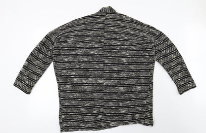 Miss Selfridge Womens Black Striped  Cardigan Jumper Size 16