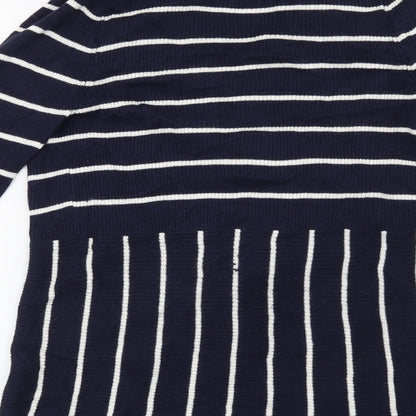 Soon Womens Blue Striped  Cardigan Jumper Size 12