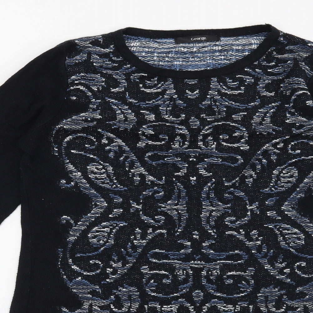 George Womens Blue Geometric  Pullover Jumper Size 10