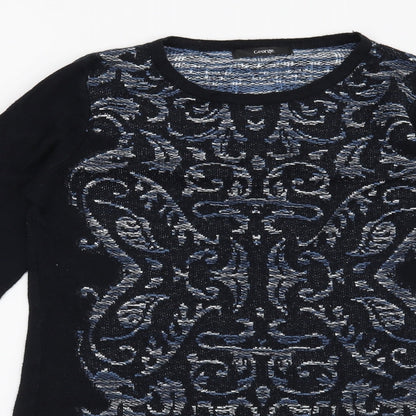 George Womens Blue Geometric  Pullover Jumper Size 10