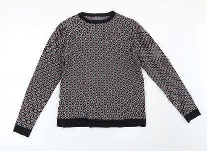 Papaya Womens Black Geometric  Pullover Sweatshirt Size 14