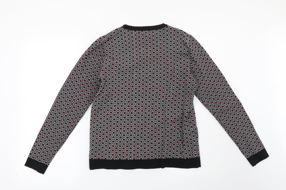 Papaya Womens Black Geometric  Pullover Sweatshirt Size 14