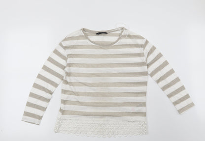 Dorothy Perkins Womens White Striped  Pullover Jumper Size 12
