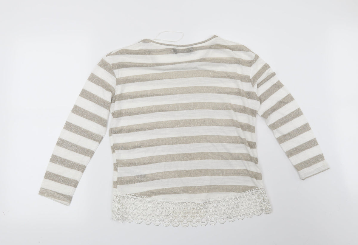 Dorothy Perkins Womens White Striped  Pullover Jumper Size 12