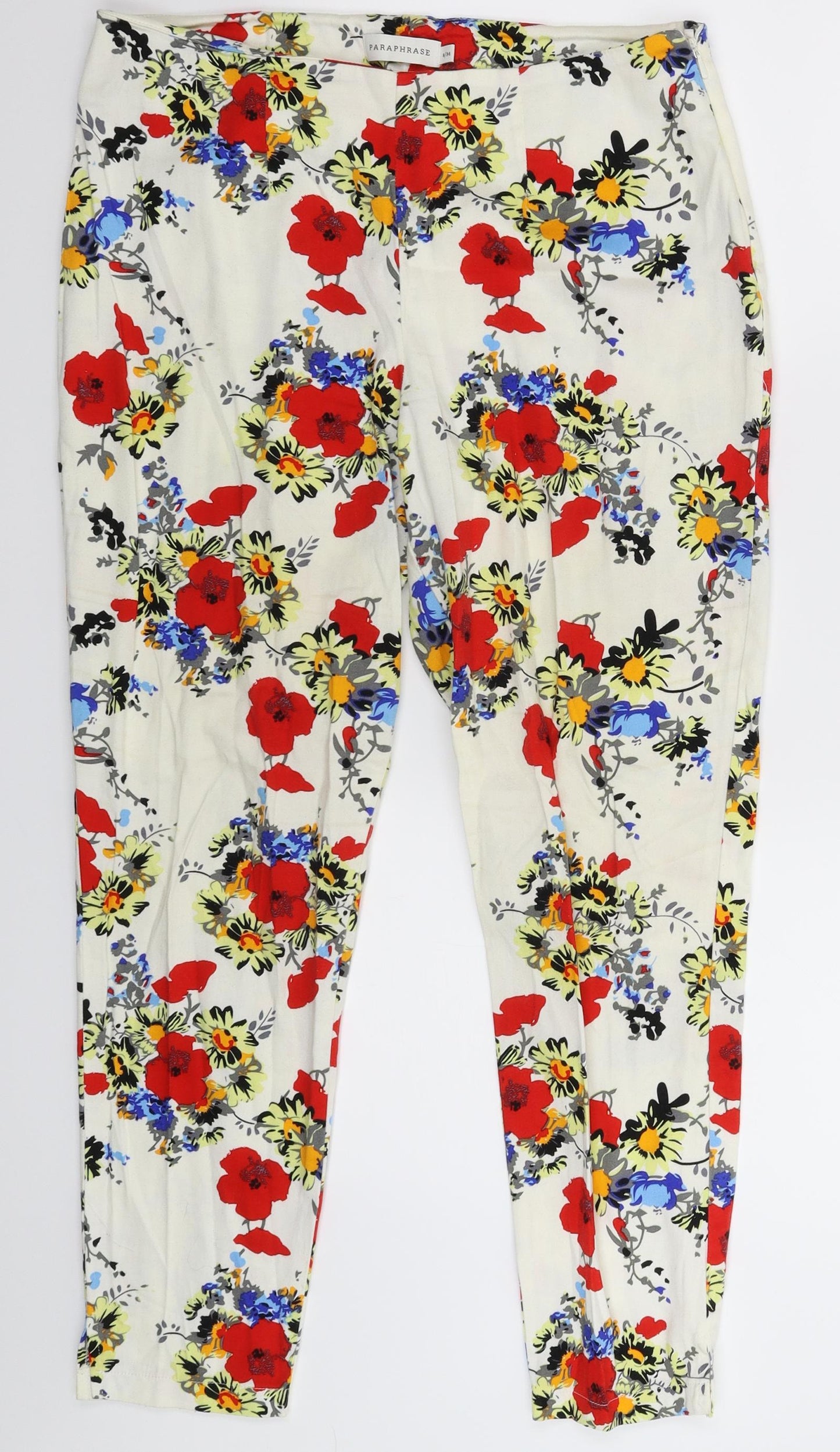 Paraphrase Womens White Floral  Trousers  Size 8 L25 in