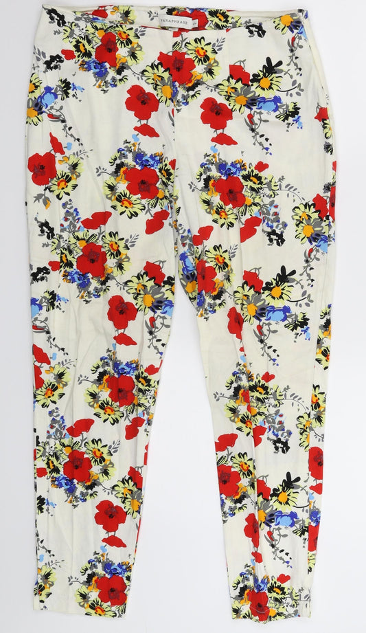 Paraphrase Womens White Floral  Trousers  Size 8 L25 in