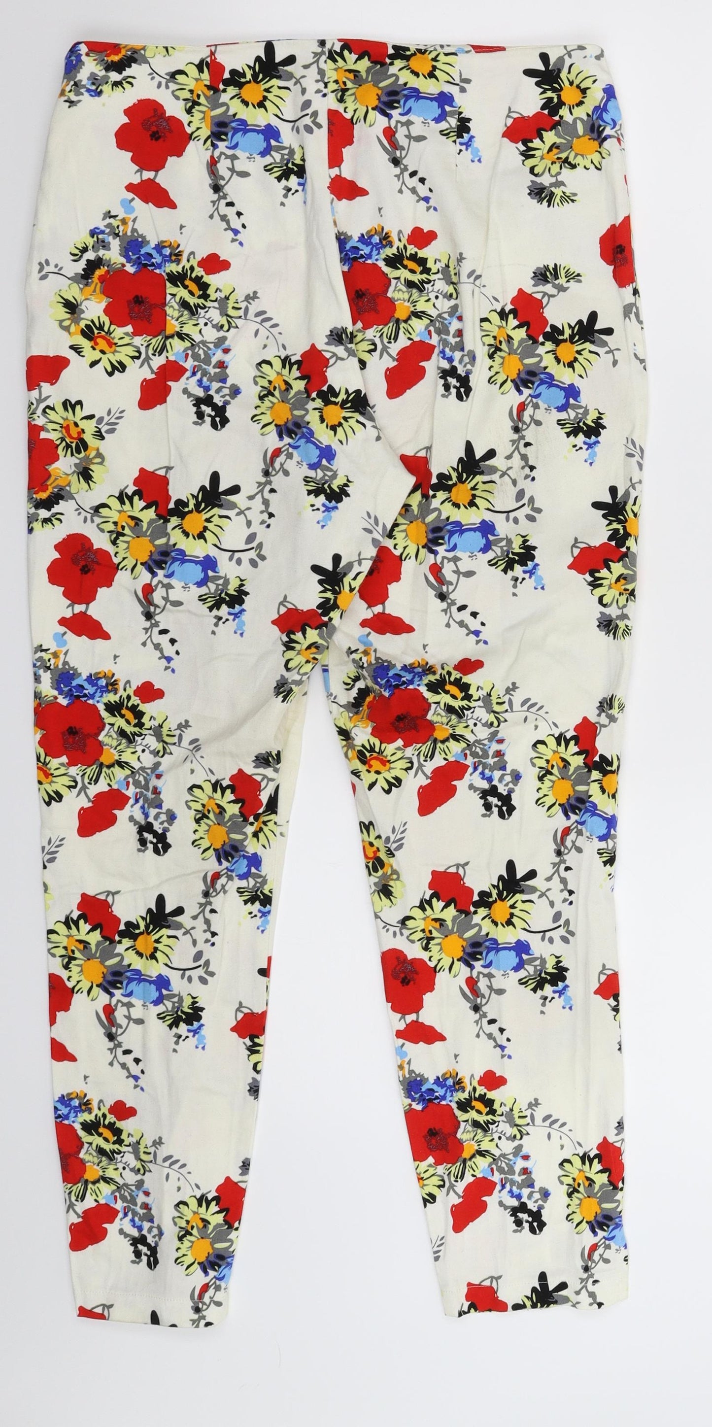 Paraphrase Womens White Floral  Trousers  Size 8 L25 in