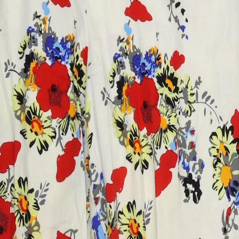 Paraphrase Womens White Floral  Trousers  Size 8 L25 in