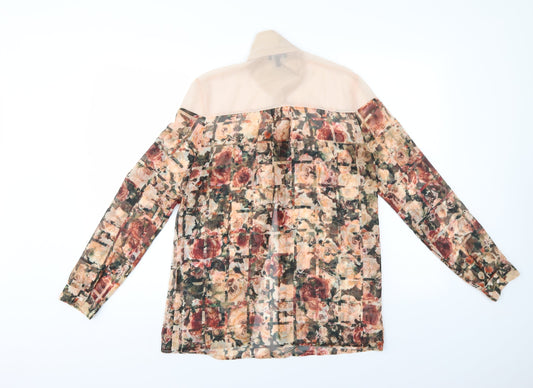 Bershka Womens Multicoloured Floral  Basic Button-Up Size S  - Sheer