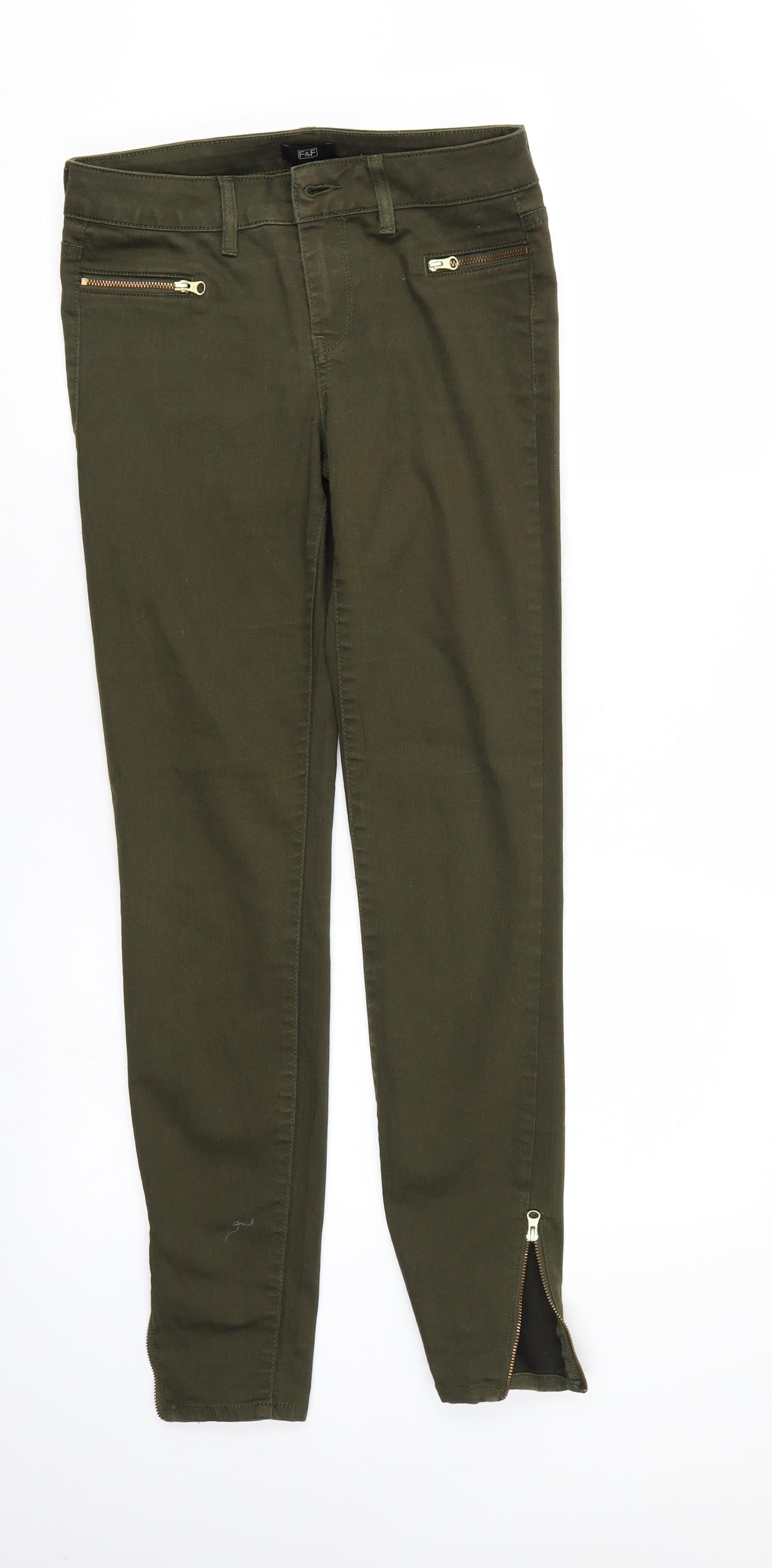 F& Womens Green  Denim Tapered Jeans Size 6 L28 in