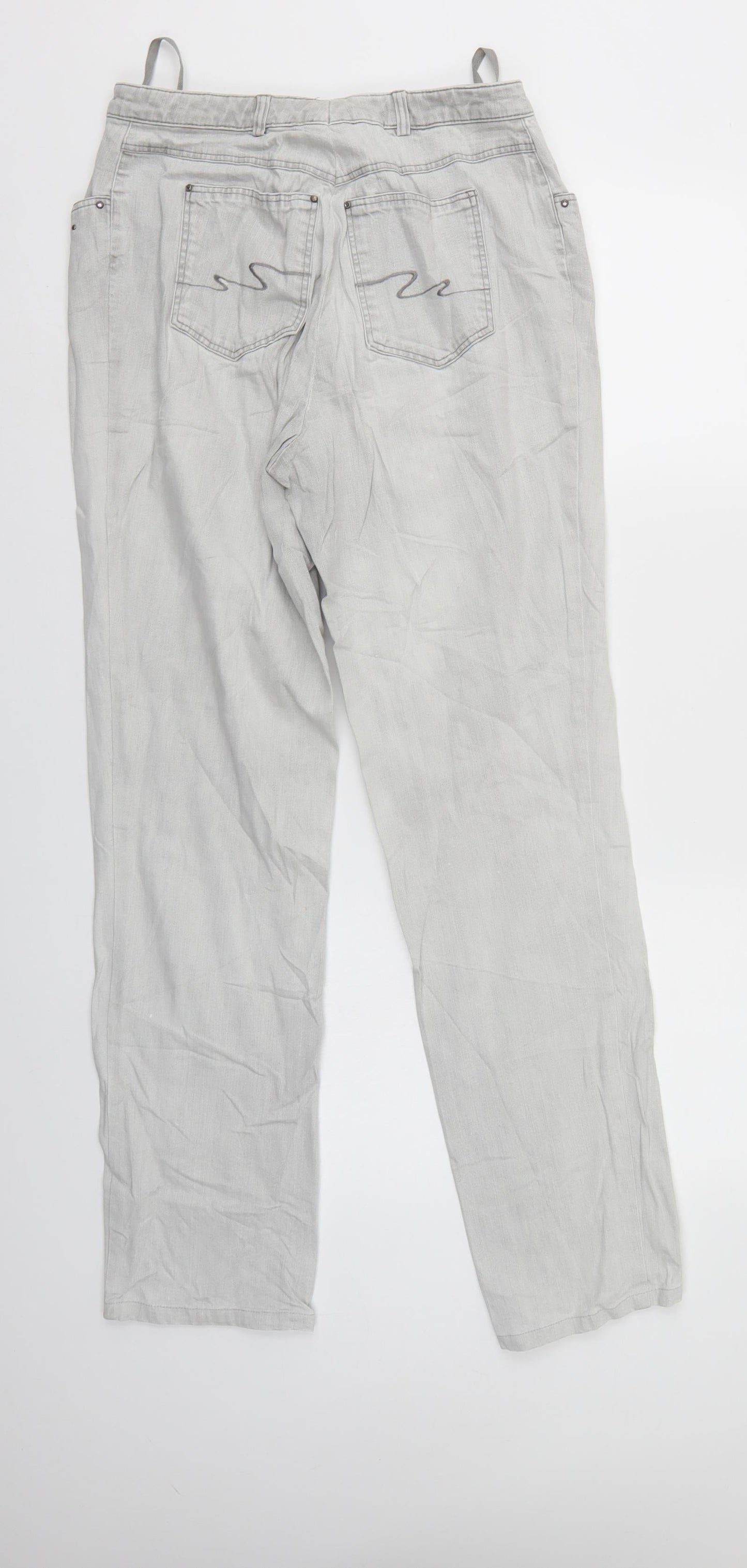Basler Womens Grey Straight Cotton Jeans Size 14