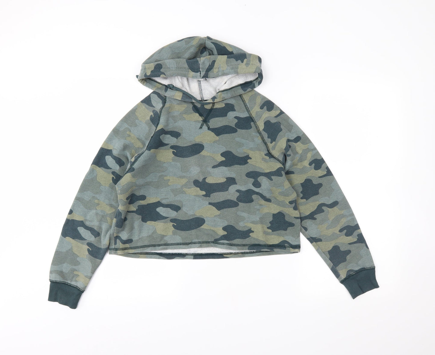 H&M Womens Green Camouflage  Pullover Hoodie Size S